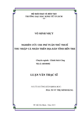 Luận văn chi phí tuân thủ thuế TNCN tại Bến Tre