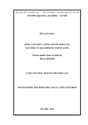 Luận văn: Nâng cao chất lượng nhân lực PVI Thăng Long