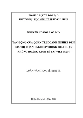 Luận văn QTDN & giá trị DN trong khủng hoảng kinh tế