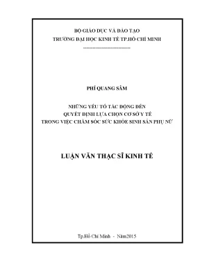 Yếu Tố Quyết Định Lựa Chọn Cơ Sở Y Tế Trong Chăm Sóc Sức