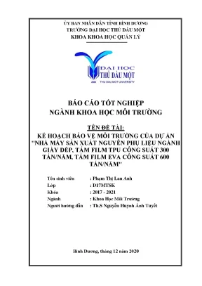 Kế hoạch bảo vệ môi trường cho nhà máy sản xuất giày dép