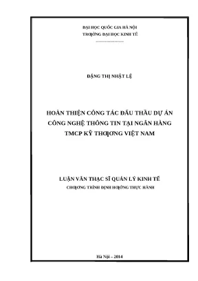 Cải thiện công tác đấu thầu dự án CNTT tại Techcombank