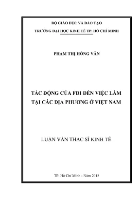 Tác động của FDI đến việc làm tại Việt Nam: Nghiên cứu