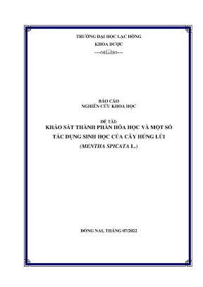 Khám Phá Thành Phần Hóa Học và Tác Dụng Sinh Học của Cây