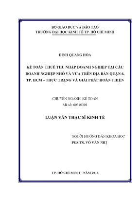 Kế Toán Thuế Doanh Nghiệp Nhỏ và Vừa Tại Quận 6: Thực