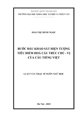 Luận văn Tiêu điểm hóa cấu trúc chủ-vị câu Tiếng Việt