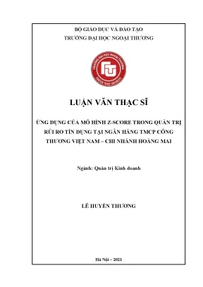 Ứng Dụng Mô Hình Z-Score Trong Quản Trị Rủi Ro Tín Dụng