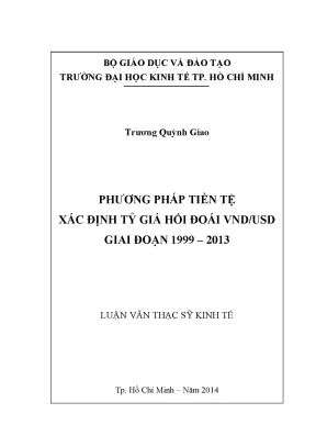 Phương Pháp Tiền Tệ Xác Định Tỷ Giá Hối Đoái VND/USD