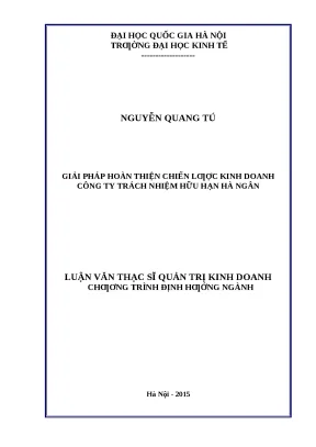Giải pháp hoàn thiện chiến lược kinh doanh cho Công ty