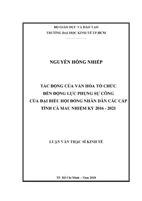 Tác động của văn hóa tổ chức đến động lực phục vụ công