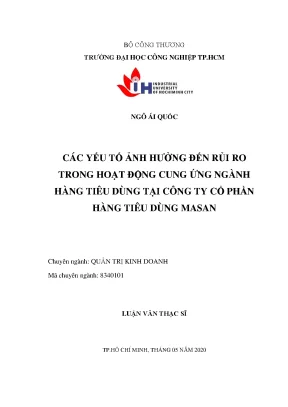 Yếu Tố Ảnh Hưởng Đến Rủi Ro Cung Ứng Ngành Tiêu Dùng Tại