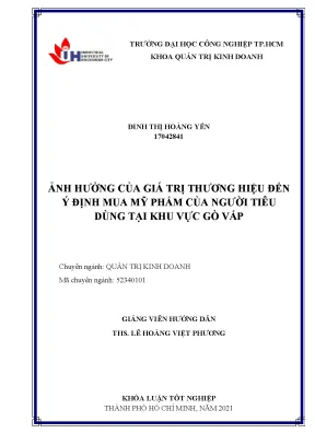 Giá trị thương hiệu và ý định mua mỹ phẩm tại Gò Vấp
