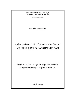 Luận văn hoàn thiện cơ cấu tổ chức Vinalines