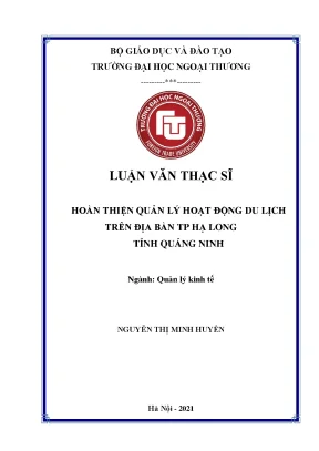 Hoàn thiện quản lý du lịch tại Hạ Long, Quảng Ninh