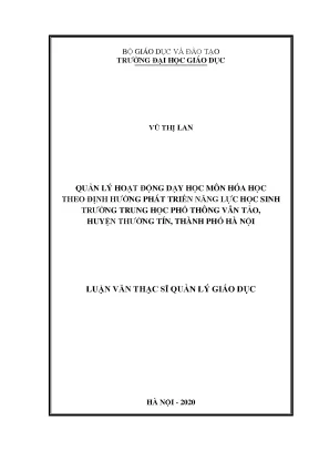 Quản lý dạy học môn Hóa học theo hướng phát triển năng