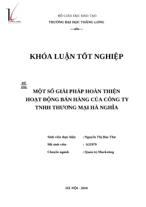 Giải pháp tối ưu hóa hoạt động bán hàng cho công ty TNHH