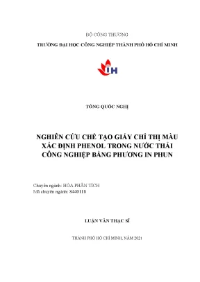 Chế Tạo Giấy Chỉ Thị Màu Xác Định Phenol Trong Nước Thải