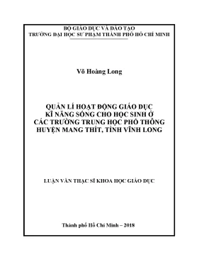 Quản lý giáo dục kỹ năng sống cho học sinh trung học phổ