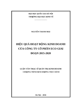 Phân Tích Hiệu Quả Kinh Doanh Công Ty Cổ Phần Eco Giai