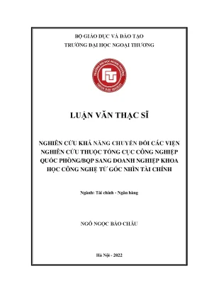 Chuyển Đổi Viện Nghiên Cứu Sang Doanh Nghiệp Khoa Học