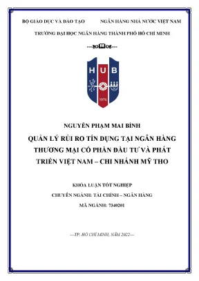 Quản lý rủi ro tín dụng tại BIDV Mỹ Tho: Giải pháp và