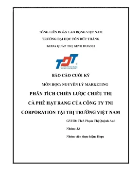 Chiến lược marketing cà phê hạt rang TNI tại Việt Nam