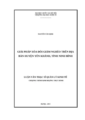 Giải pháp xóa đói giảm nghèo tại huyện Yên Khánh, Ninh Bình