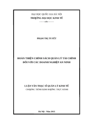 Hoàn thiện chính sách quản lý tài chính cho doanh nghiệp