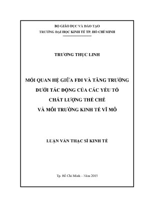 Mối Quan Hệ Giữa FDI và Tăng Trưởng Kinh Tế Dưới Tác