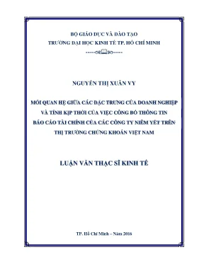 Tính Kịp Thời Công Bố BCTC Của Công Ty Niêm Yết Việt Nam