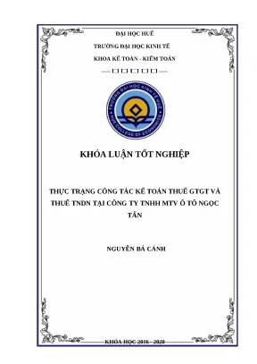 Công tác kế toán thuế GTGT và TNDN tại Công ty TNHH MTV