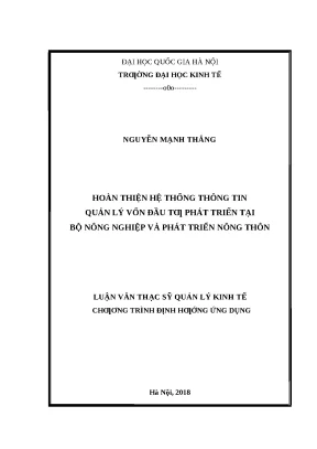 Hoàn thiện hệ thống thông tin quản lý vốn đầu tư tại Bộ