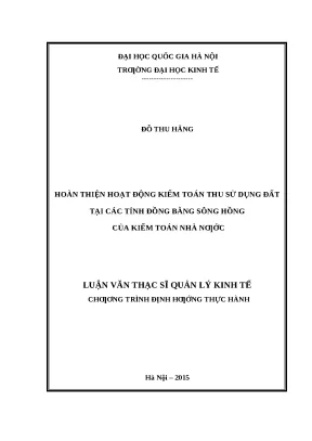 Hoàn thiện kiểm toán thu sử dụng đất tại Đồng bằng Sông Hồng
