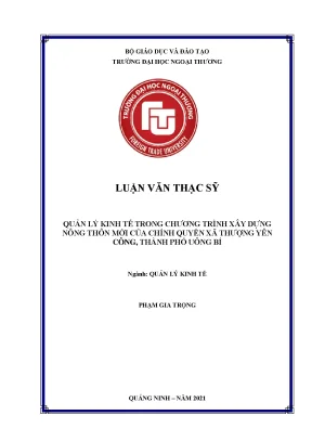Quản lý kinh tế trong xây dựng nông thôn mới tại xã