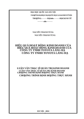 Nâng cao hiệu quả kinh doanh tại công ty TNHH Toyota Láng Hạ