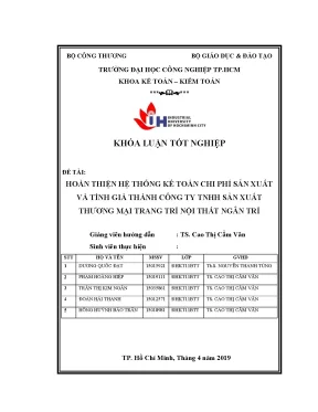 Cải tiến hệ thống kế toán chi phí sản xuất cho công ty