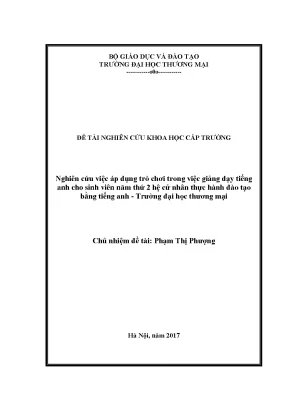 Nghiên cứu áp dụng trò chơi trong giảng dạy tiếng Anh