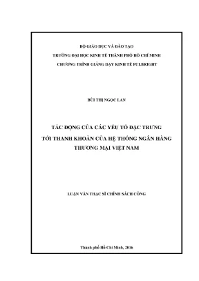 Tác động của các yếu tố đặc trưng đến thanh khoản ngân
