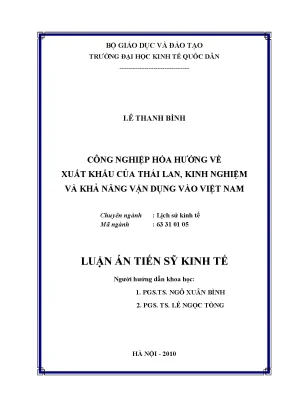 Kinh Nghiệm Công Nghiệp Hóa Hướng Về Xuất Khẩu Của Thái 