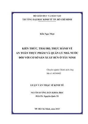 Nghiên cứu kiến thức và thực hành an toàn thực phẩm tại
