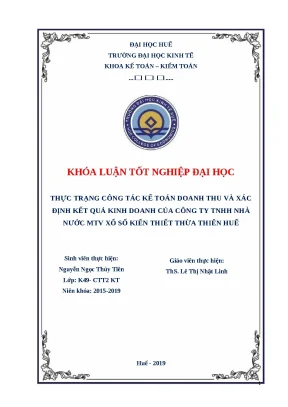Kế toán doanh thu & KQKD tại Công ty Xổ số Thừa Thiên Huế