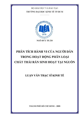Phân Tích Hành Vi Phân Loại Chất Thải Rắn Sinh Hoạt Tại