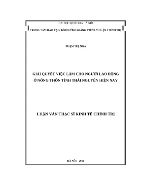 Việc làm nông thôn Thái Nguyên: Thực trạng và Giải pháp