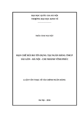 Hạn Chế Rủi Ro Tín Dụng Tại Ngân Hàng TMCP Sài Gòn - Hà Nội