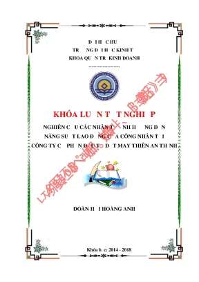 Nghiên cứu nhân tố ảnh hưởng đến năng suất lao động tại