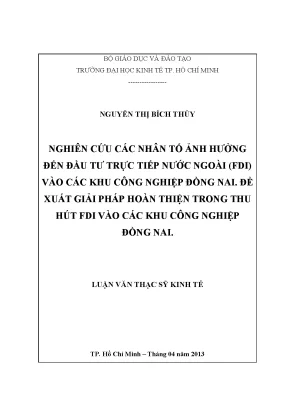 Tổng Quan Nghiên Cứu Về Đầu Tư Trực Tiếp Nước Ngoài Tại