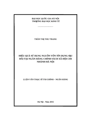 Hiệu Quả Sử Dụng Vốn Tín Dụng Ưu Đãi Tại Ngân Hàng Chính