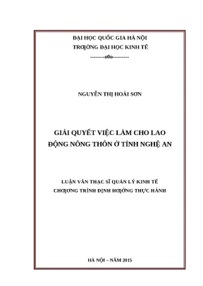 Giải Quyết Việc Làm Cho Lao Động Nông Thôn Tại Nghệ An