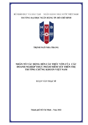 Cấu trúc vốn ngành thực phẩm: Các nhân tố ảnh hưởng