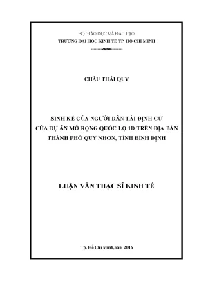 Sinh Kế Người Dân Tái Định Cư Dự Án Quốc Lộ 1D Quy Nhơn